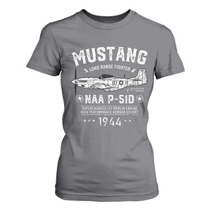 P-51 Mustang T Shirt For Women North American Aviation WW2 P51 Fighter Plane TS02 Charcoal Print Your Wear
