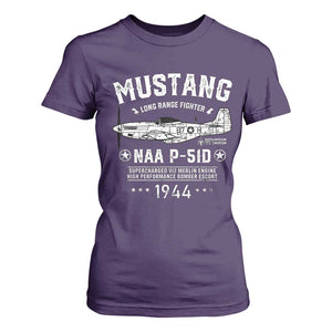 P-51 Mustang T Shirt For Women North American Aviation WW2 P51 Fighter Plane TS02 Purple Print Your Wear
