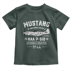 P-51 Mustang Toddler T Shirt North American Aviation WW2 P51 Fighter Plane TS02 Dark Forest Green Print Your Wear