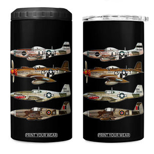 WW2 Warplanes B-17 P51 4 in 1 Can Cooler Tumbler Vintage WWII Fighter Planes Iconic Military Aircraft TS02 One Size: 16 oz Black Print Your Wear