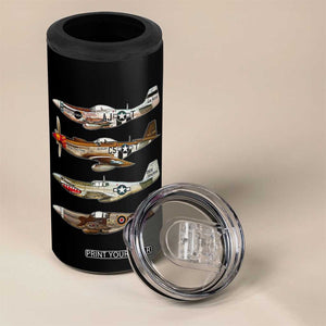 WW2 Warplanes B-17 P51 4 in 1 Can Cooler Tumbler Vintage WWII Fighter Planes Iconic Military Aircraft TS02 Print Your Wear
