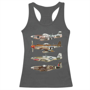 WW2 Warplanes B-17 P51 Racerback Tank Top Vintage WWII Fighter Planes Iconic Military Aircraft TS02 Dark Heather Print Your Wear
