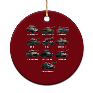 WW2 Tanks Ceramic Ornament M4 Sherman Panzer IV Tiger II T-34 History Buff TS02 1pc Red Print Your Wear