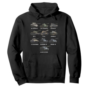 WW2 Tanks Hoodie M4 Sherman Panzer IV Tiger II T-34 History Buff TS02 Black Print Your Wear