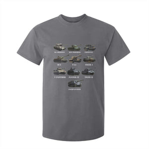 WW2 Tanks T Shirt For Kid M4 Sherman Panzer IV Tiger II T-34 History Buff TS02 Charcoal Print Your Wear