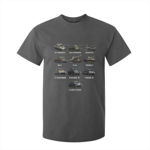 WW2 Tanks T Shirt For Kid M4 Sherman Panzer IV Tiger II T-34 History Buff TS02 Dark Heather Print Your Wear