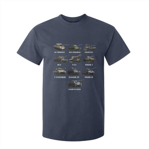 WW2 Tanks T Shirt For Kid M4 Sherman Panzer IV Tiger II T-34 History Buff TS02 Navy Print Your Wear