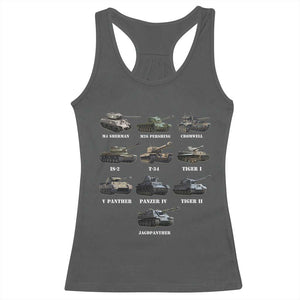 WW2 Tanks Racerback Tank Top M4 Sherman Panzer IV Tiger II T-34 History Buff TS02 Dark Heather Print Your Wear