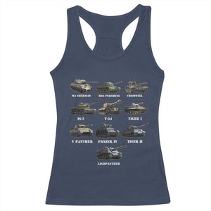 WW2 Tanks Racerback Tank Top M4 Sherman Panzer IV Tiger II T-34 History Buff TS02 Navy Print Your Wear
