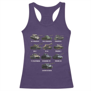 WW2 Tanks Racerback Tank Top M4 Sherman Panzer IV Tiger II T-34 History Buff TS02 Purple Print Your Wear