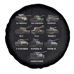 WW2 Tanks Spare Tire Cover M4 Sherman Panzer IV Tiger II T-34 History Buff TS02 Print Your Wear