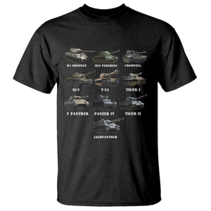 WW2 Tanks T Shirt M4 Sherman Panzer IV Tiger II T-34 History Buff TS02 Black Print Your Wear