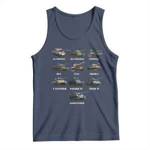 WW2 Tanks Tank Top M4 Sherman Panzer IV Tiger II T-34 History Buff TS02 Navy Print Your Wear