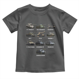WW2 Tanks Toddler T Shirt M4 Sherman Panzer IV Tiger II T-34 History Buff TS02 Dark Heather Print Your Wear