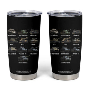 WW2 Tanks Tumbler Cup M4 Sherman Panzer IV Tiger II T-34 History Buff TS02 Black Print Your Wear