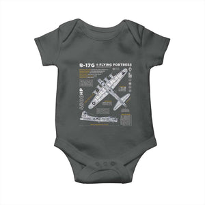 B-17 Flying Fortress Baby Onesie WW2 B-17G Bomber Vintage Aviation TS02 Dark Heather Print Your Wear