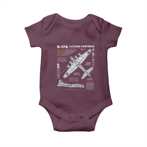 B-17 Flying Fortress Baby Onesie WW2 B-17G Bomber Vintage Aviation TS02 Maroon Print Your Wear