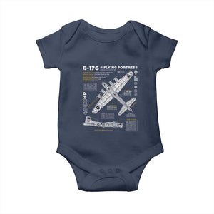 B-17 Flying Fortress Baby Onesie WW2 B-17G Bomber Vintage Aviation TS02 Navy Print Your Wear