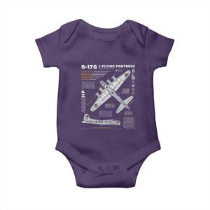 B-17 Flying Fortress Baby Onesie WW2 B-17G Bomber Vintage Aviation TS02 Purple Print Your Wear