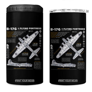 B-17 Flying Fortress 4 in 1 Can Cooler Tumbler WW2 B-17G Bomber Vintage Aviation TS02 One Size: 16 oz Black Print Your Wear