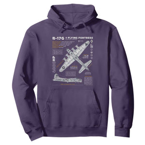 B-17 Flying Fortress Hoodie WW2 B-17G Bomber Vintage Aviation TS02 Purple Print Your Wear