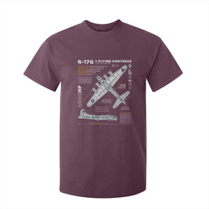 B-17 Flying Fortress T Shirt For Kid WW2 B-17G Bomber Vintage Aviation TS02 Maroon Print Your Wear