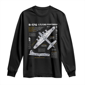 B-17 Flying Fortress Long Sleeve Shirt WW2 B-17G Bomber Vintage Aviation TS02 Black Print Your Wear