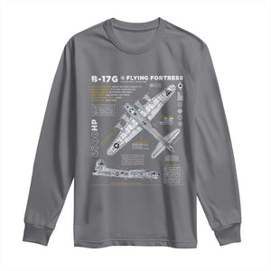 B-17 Flying Fortress Long Sleeve Shirt WW2 B-17G Bomber Vintage Aviation TS02 Charcoal Print Your Wear