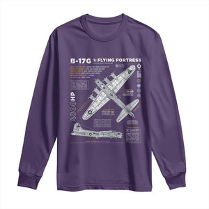 B-17 Flying Fortress Long Sleeve Shirt WW2 B-17G Bomber Vintage Aviation TS02 Purple Print Your Wear