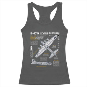 B-17 Flying Fortress Racerback Tank Top WW2 B-17G Bomber Vintage Aviation TS02 Dark Heather Print Your Wear