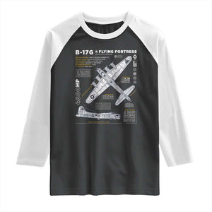 B-17 Flying Fortress Raglan Shirt WW2 B-17G Bomber Vintage Aviation TS02 Black White Print Your Wear