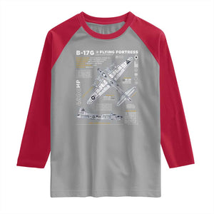 B-17 Flying Fortress Raglan Shirt WW2 B-17G Bomber Vintage Aviation TS02 Sport Gray Red Print Your Wear