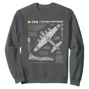 B-17 Flying Fortress Sweatshirt WW2 B-17G Bomber Vintage Aviation TS02 Dark Heather Print Your Wear