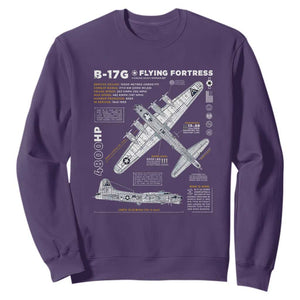 B-17 Flying Fortress Sweatshirt WW2 B-17G Bomber Vintage Aviation TS02 Purple Print Your Wear