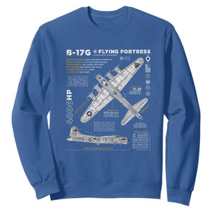 B-17 Flying Fortress Sweatshirt WW2 B-17G Bomber Vintage Aviation TS02 Royal Blue Print Your Wear