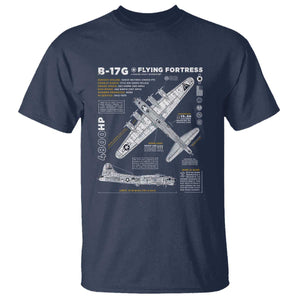 B-17 Flying Fortress T Shirt WW2 B-17G Bomber Vintage Aviation TS02 Navy Print Your Wear