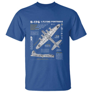 B-17 Flying Fortress T Shirt WW2 B-17G Bomber Vintage Aviation TS02 Royal Blue Print Your Wear