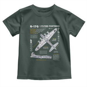 B-17 Flying Fortress Toddler T Shirt WW2 B-17G Bomber Vintage Aviation TS02 Dark Forest Green Print Your Wear