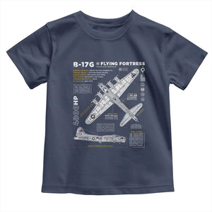 B-17 Flying Fortress Toddler T Shirt WW2 B-17G Bomber Vintage Aviation TS02 Navy Print Your Wear