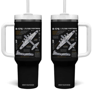 B-17 Flying Fortress Tumbler With Handle WW2 B-17G Bomber Vintage Aviation TS02 One Size: 40 oz Black Print Your Wear