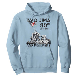 Iwo Jima WWII Veteran Hoodie 80th Anniversary 4th of July US Flag TS02 Light Blue Print Your Wear