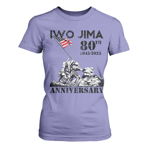 Iwo Jima WWII Veteran T Shirt For Women 80th Anniversary 4th of July US Flag TS02 Violet Print Your Wear