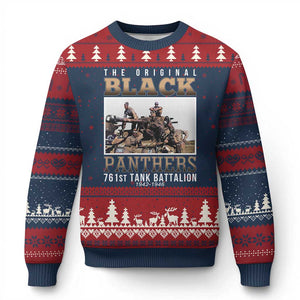 761st Tank Battalion Tribute Ugly Christmas Sweater Black Panthers WW2 Heroes TS02 Navy Red Print Your Wear