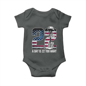 Veteran Suicide Awareness Baby Onesie 22 A Day is 22 Too Many Veteran Lives Matter TS02 Dark Heather Print Your Wear