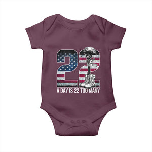 Veteran Suicide Awareness Baby Onesie 22 A Day is 22 Too Many Veteran Lives Matter TS02 Maroon Print Your Wear