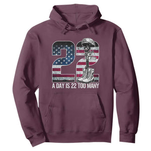 Veteran Suicide Awareness Hoodie 22 A Day is 22 Too Many Veteran Lives Matter TS02 Maroon Print Your Wear