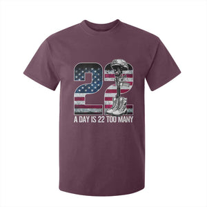 Veteran Suicide Awareness T Shirt For Kid 22 A Day is 22 Too Many Veteran Lives Matter TS02 Maroon Print Your Wear