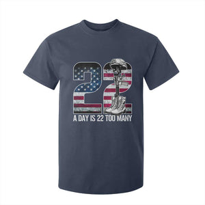 Veteran Suicide Awareness T Shirt For Kid 22 A Day is 22 Too Many Veteran Lives Matter TS02 Navy Print Your Wear