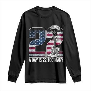 Veteran Suicide Awareness Long Sleeve Shirt 22 A Day is 22 Too Many Veteran Lives Matter TS02 Black Print Your Wear