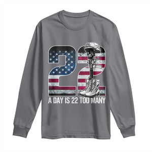 Veteran Suicide Awareness Long Sleeve Shirt 22 A Day is 22 Too Many Veteran Lives Matter TS02 Charcoal Print Your Wear